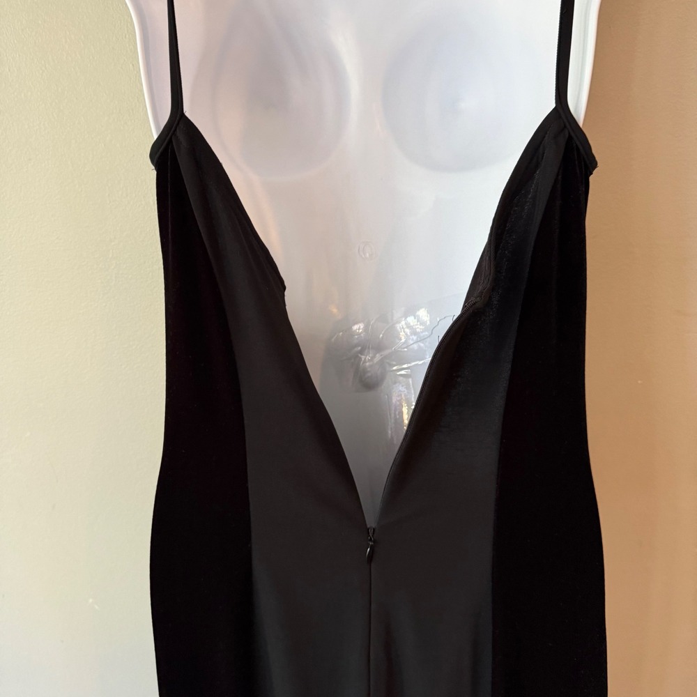 Jessica McClintock Gunne Sax Velvet Black Gown 90s Maxi Dress Mixed Media S Noir - Picture 7 of 13